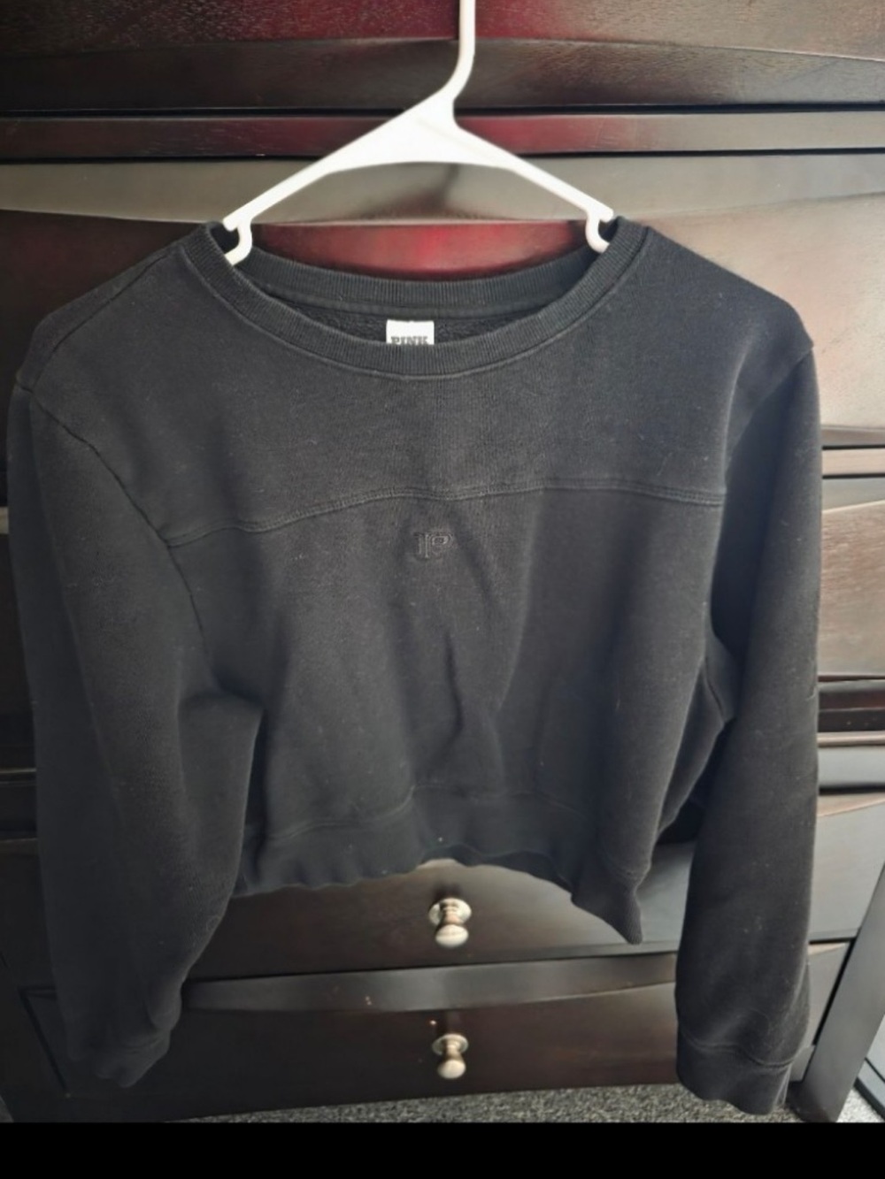 Victoria Secret PINK Cropped Crewneck Sweatshirt (black)(size M)